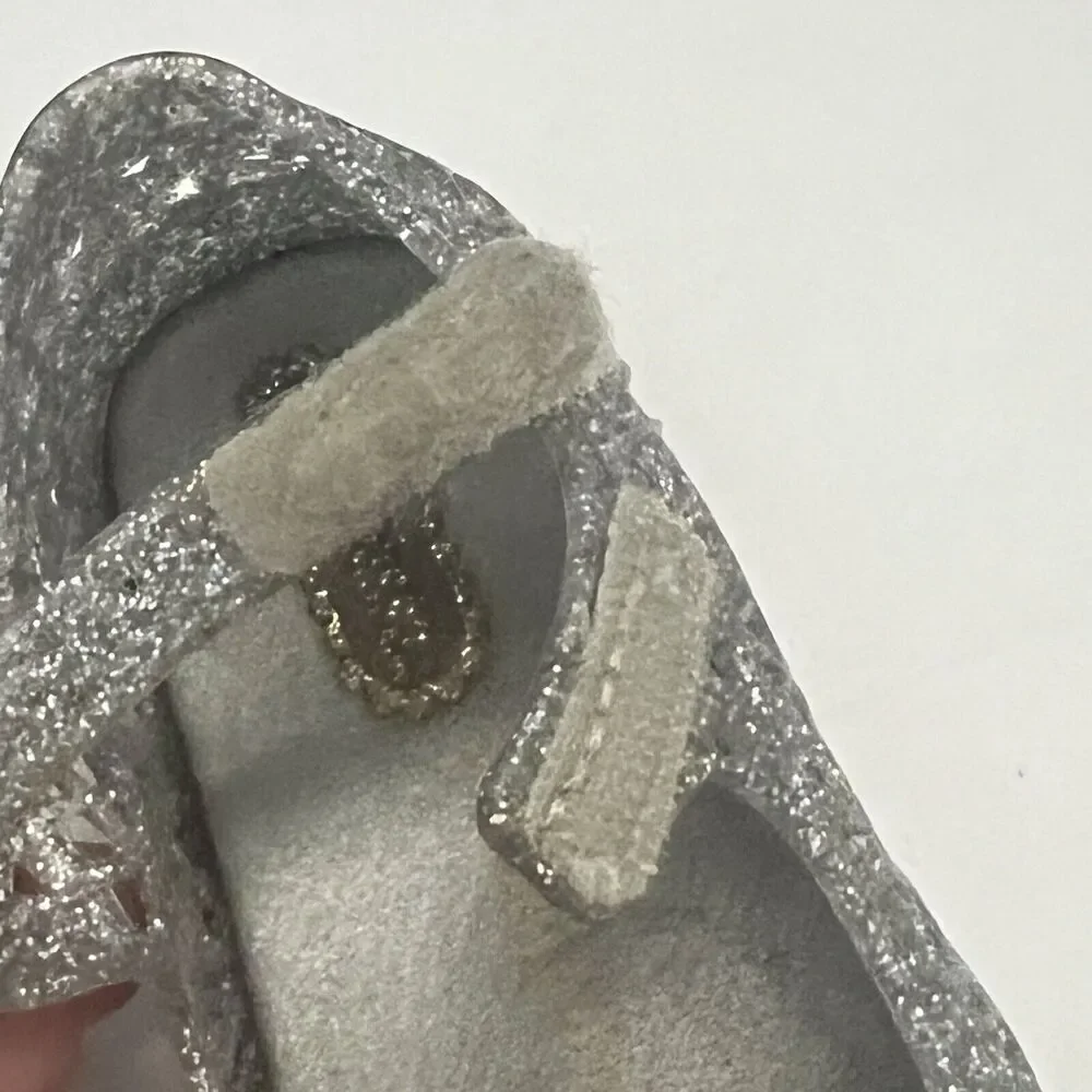 Mini Melissa Shoes Baby Girl 7 Mary Jane Campana Silver Metallic Strap Flat